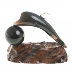 Сувенир фигурка &amp;quot;Дельфин с шаром&amp;quot; камень обсидиан