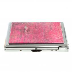 Портсигар на 10 сигарет с зажигалкой камень родонит