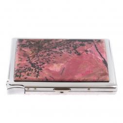 Портсигар на 10 сигарет с зажигалкой камень родонит