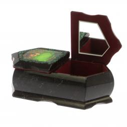 Шкатулка "Хозяйка медной горы / Две ящерицы" 20х10х7,5 см черный змеевик