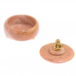 Шкатулка с декором из бронзы &amp;quot;Ангел&amp;quot; камень розовый мрамор