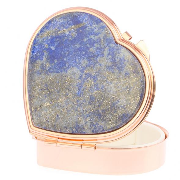 Таблетница &amp;quot;Сердце&amp;quot; на 3 отделения камень лазурит афганский цвет красное золото 125980