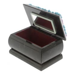 Шкатулка "Домик в зимнем лесу" змеевик 10х6,5х6 см