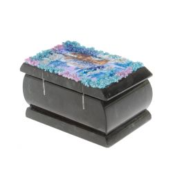 Шкатулка "Домик в зимнем лесу" змеевик 10х6,5х6 см