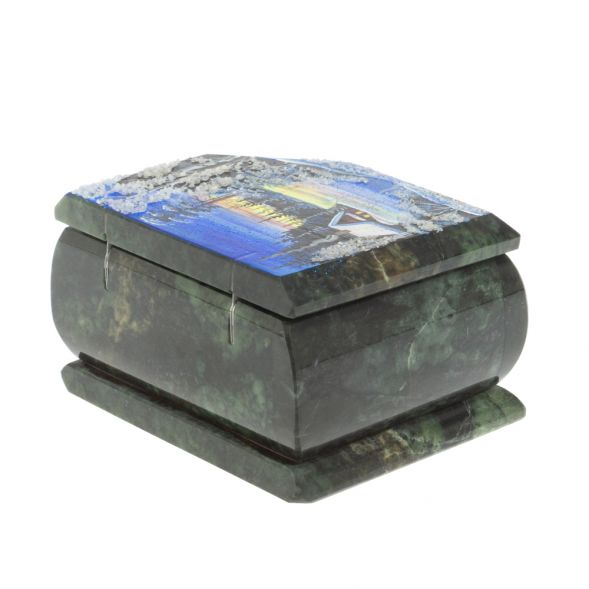 Шкатулка с расписной крышкой &amp;quot;Зимний домик&amp;quot; 11х9х6,5 см 127580