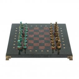 Шахматы &amp;quot;Римские воины&amp;quot; фигуры бронза / патина 28х28 см из лемезита