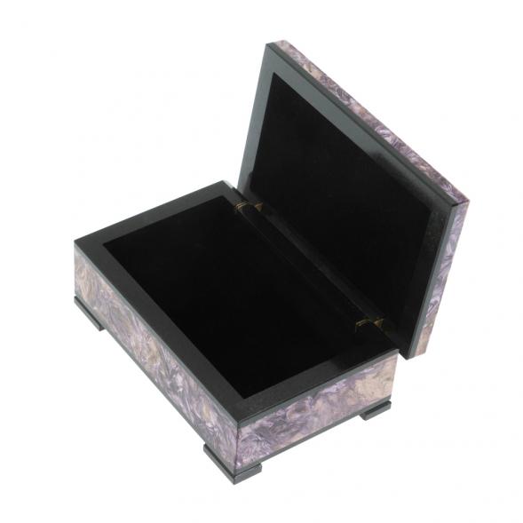 Шкатулка из камня чароит экстра с иризацией 11х7х4,5 см 128289