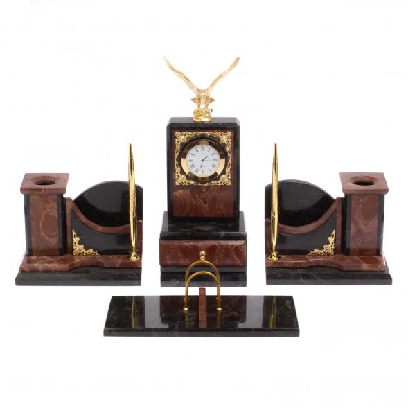 Настольный прибор &amp;quot;Горный орел&amp;quot; камень лемезит змеевик 119991