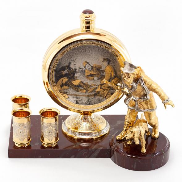 Подарочный набор &amp;quot;Охотник с собакой&amp;quot; камень яшма 116012