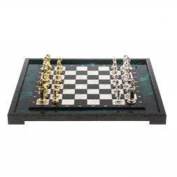 Шахматы из камня "Стаунтон" доска 47х47 см фигуры металлические