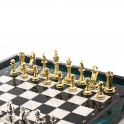 Шахматы из камня "Стаунтон" доска 47х47 см фигуры металлические