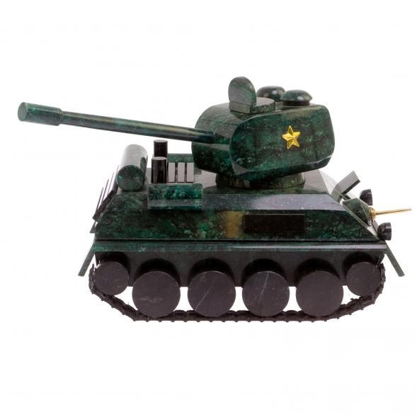 Сувенир из камня змеевик &amp;quot;Танк Т-34&amp;quot; на постаменте 126109