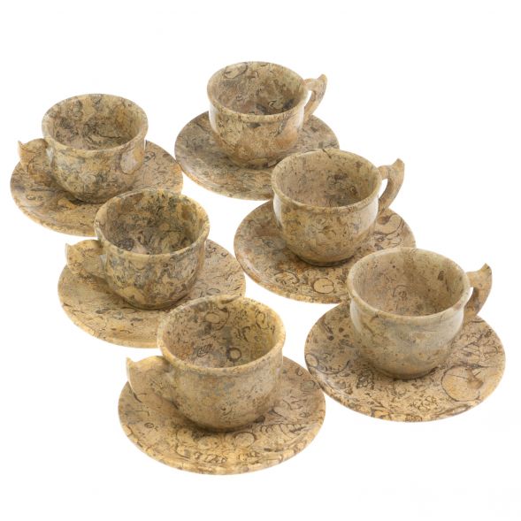 Чайный набор 6 чашек на блюдце из ракушечника 128047