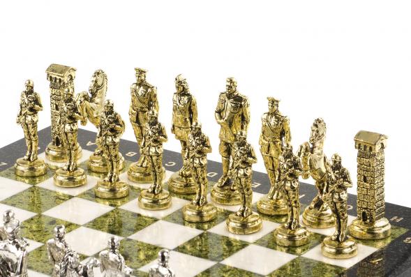 Шахматы настольные &amp;quot;Великая Отечественная война&amp;quot; доска 44х44 см мрамор змеевик 120690