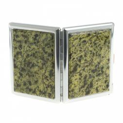 Портсигар 10 сигарет с зажигалкой камень змеевик светлый