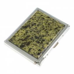 Портсигар 10 сигарет с зажигалкой камень змеевик светлый