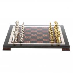 Шахматы из камня &amp;quot;Стаунтон&amp;quot; доска 40х40 см лемезит фигуры металл