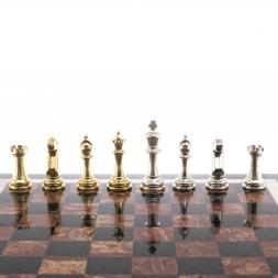 Шахматы из камня &amp;quot;Стаунтон&amp;quot; доска 40х40 см лемезит фигуры металл