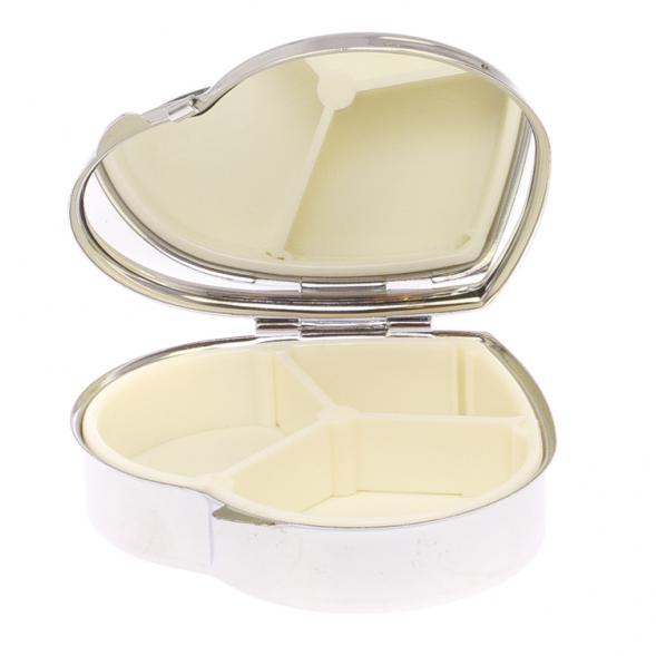 Таблетница &amp;quot;Сердце&amp;quot; на 3 отделения лепидолит цвет серебро 125743