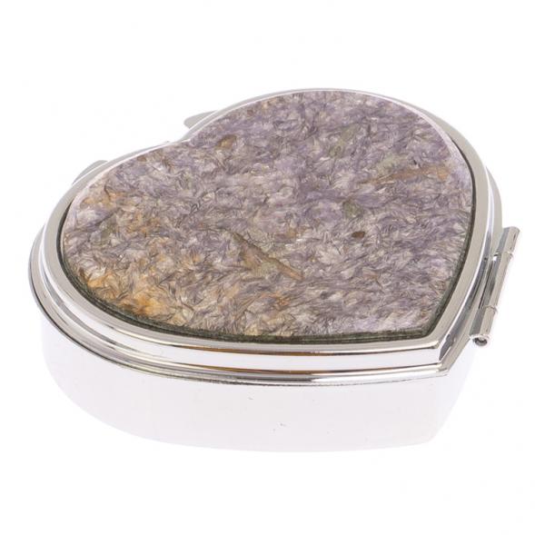 Таблетница &amp;quot;Сердце&amp;quot; на 3 отделения лепидолит цвет серебро 125743