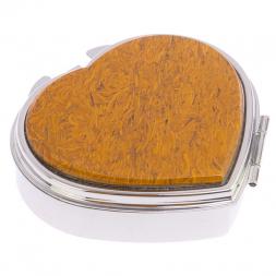 Таблетница &amp;quot;Сердце&amp;quot; на 3 отделения камень змеиная яшма цвет серебро