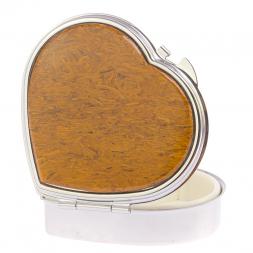 Таблетница &amp;quot;Сердце&amp;quot; на 3 отделения камень змеиная яшма цвет серебро