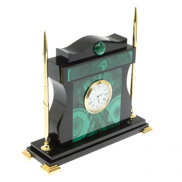 Настольные часы с ручками из малахита 129270