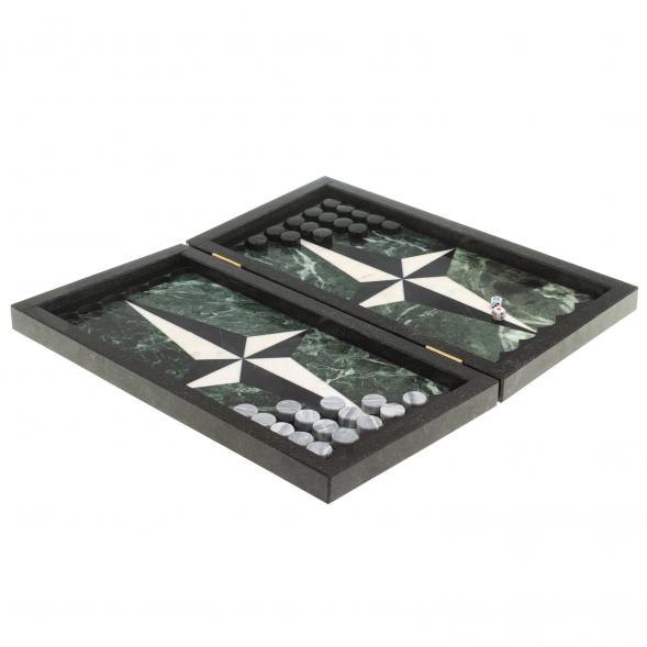 Каменные нарды &amp;quot;Звезда&amp;quot; камень змеевик мрамор 124056