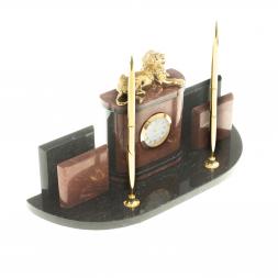 Письменный набор с визитницами &amp;quot;Лев&amp;quot; камень лемезит