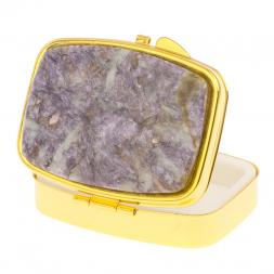 Таблетница на 2 отделения камень лепидолит цвет золото