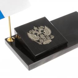Флаг России с гербом РФ ручкой из черного обсидиана