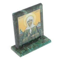 Икона настольная &amp;quot;Матрона Московская&amp;quot; камень змеевик 11,5х4,5х12 см