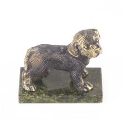 Статуэтка "Собачка большая №1" бронза змеевик