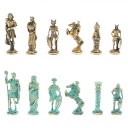 Шахматы &amp;quot;Римляне против Галлов&amp;quot; фигуры бронза / патина 36х36 см мрамор