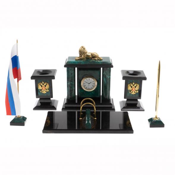 Настольный набор &amp;quot;Лев&amp;quot; из змеевика 129933