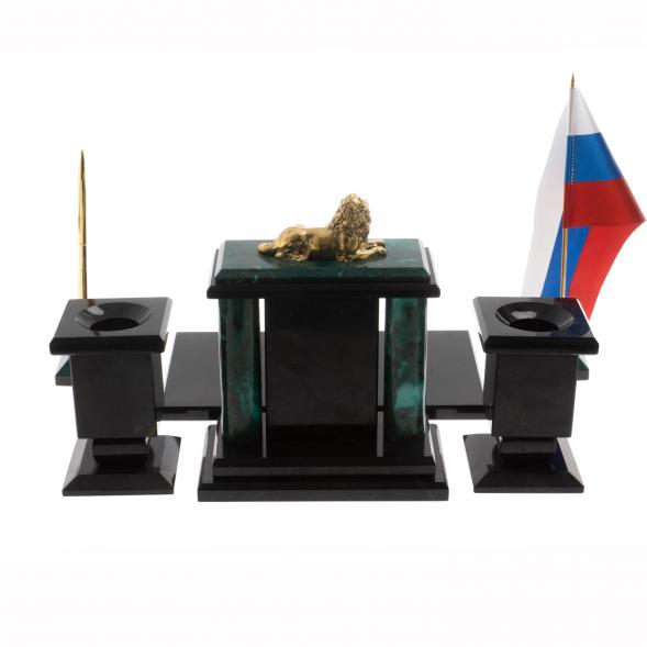 Настольный набор &amp;quot;Лев&amp;quot; из змеевика 129933