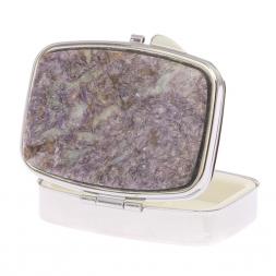 Таблетница на 2 отделения камень лепидолит цвет серебро