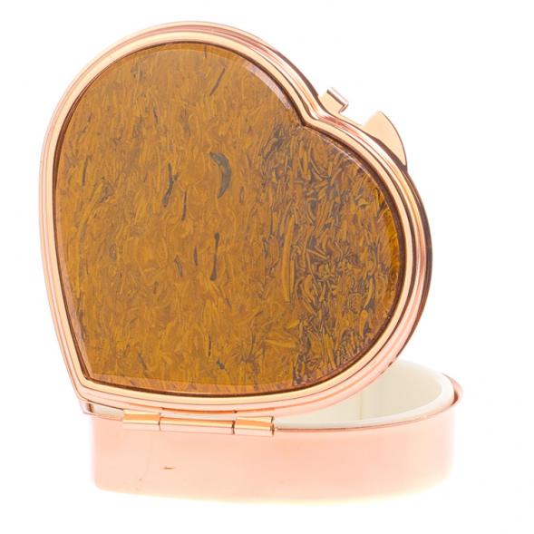 Таблетница &amp;quot;Сердце&amp;quot; на 3 отделения змеиная яшма цвет красное золото 125900