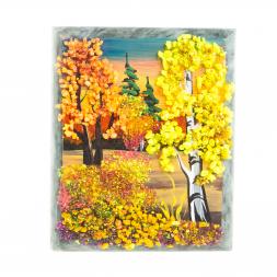 Настольное панно из камня &amp;quot;Осень&amp;quot; 7,5х10 см