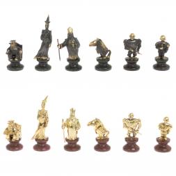 Шахматы подарочные "Европейские" из камня и бронзы 44х44 см