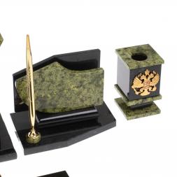 Настольный набор с символикой России камень змеевик