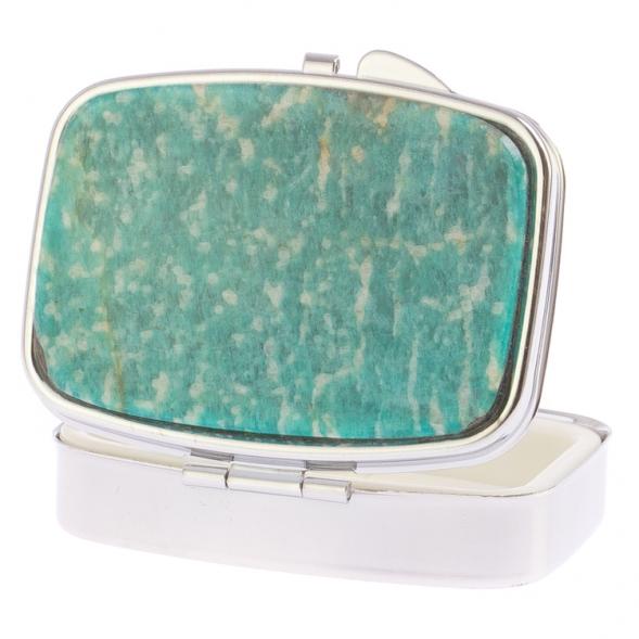 Таблетница на 2 отделения камень амазонит цвет серебро 125901