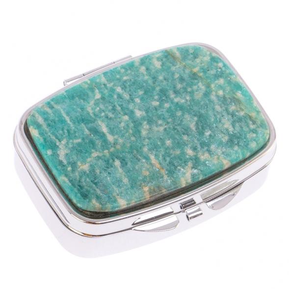 Таблетница на 2 отделения камень амазонит цвет серебро 125901