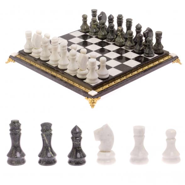 Шахматы &amp;quot;Вензеля&amp;quot; доска 42х42 см из мрамора и змеевика 126342