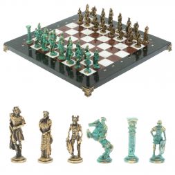 Шахматы &amp;quot;Римляне против Галлов&amp;quot; фигуры бронза / патина 36х36 см мрамор лемезит