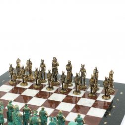 Шахматы &amp;quot;Римляне против Галлов&amp;quot; фигуры бронза / патина 36х36 см мрамор лемезит