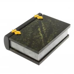 Шкатулка &amp;quot;Книжка&amp;quot; камень змеевик средняя 11x14x4 см
