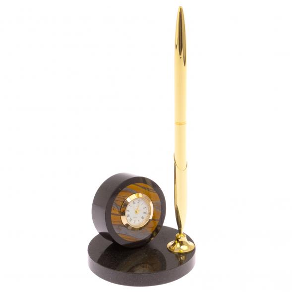 Часы настольные с ручкой тигровый глаз 125669