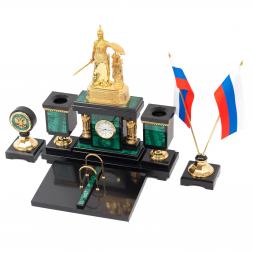 Настольный набор "Россия" малахит и долерит
