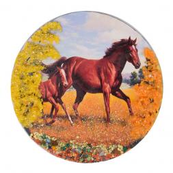 Магнит с рисунком &amp;quot;Лошадь с жеребенком&amp;quot; змеевик